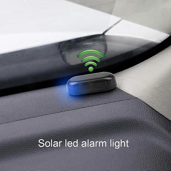1 st Universal Bil LED-ljus Säkerhetssystem Varning Stöld Blinkande Falskt Solarlarm blå[CO]