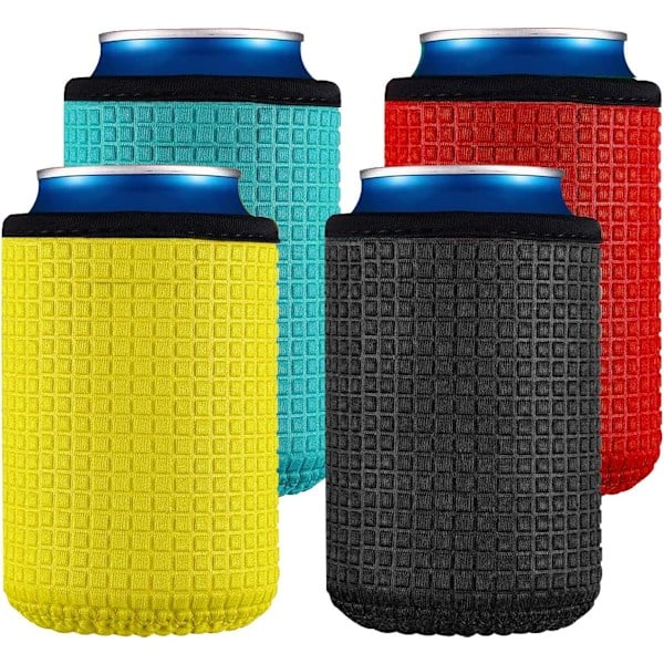 4-pack burkkylare, isolerade burkhållare, halkfria burkomslag, neoprenkylare, dryckeskylare, för öl, cola, etc. (slumpmässig färg)