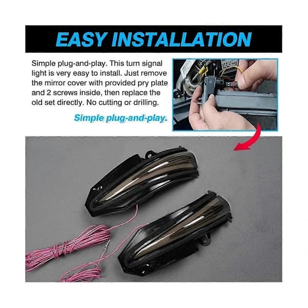 LED Sidespeil Baklys Dynamiske Sekvensielle Blinklys for 4Runner, Røkfarget 2 ST[co]