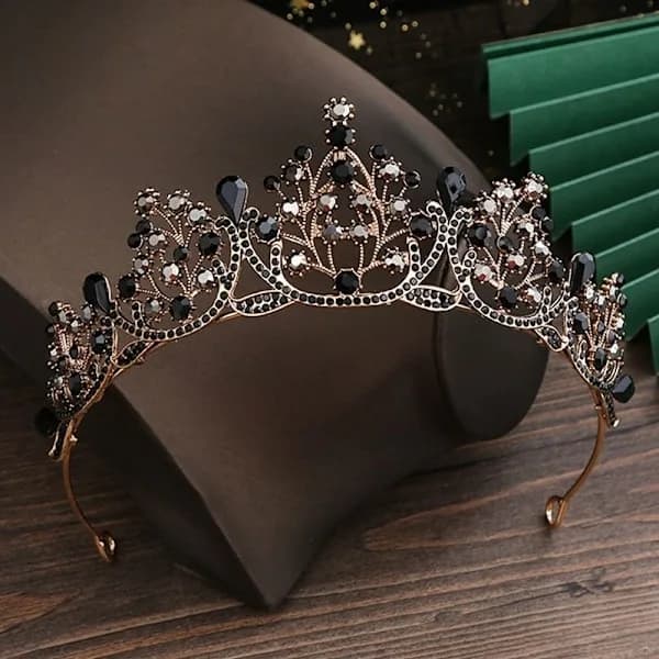 Prinsesse Krystal Tiara Rhinestone Hårbånd SORT[co]