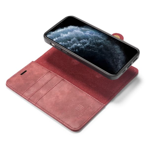 DG.MING 2-in-1 magneettilompakko iPhone 12/12 Pro punainen