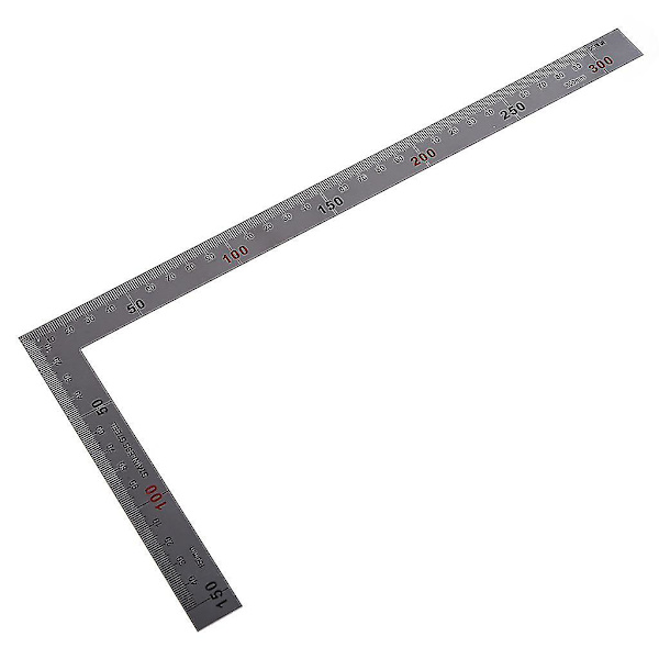 Rustfrit stål 15x30cm 90 graders vinkel metrisk forsøg geringsvinkel lineal skala