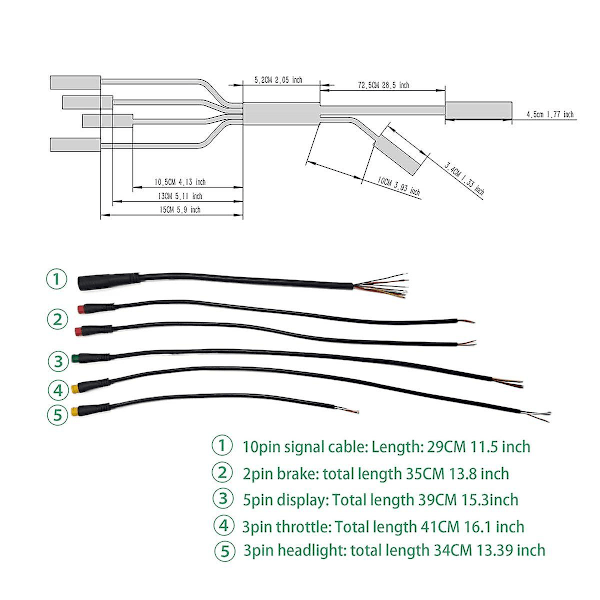 Sähköpyörän sähköinen polkupyörän yleinen ohjainmuunnos vedenpitävä johtosarja Diy 1t5 Kaasu jarru Di