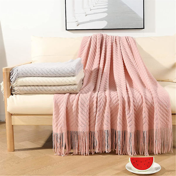 Kælen blød fluffy super blød vendbar tæppe som fleece tæppe sengetæppe sofa 130 X 150 Cm(pink