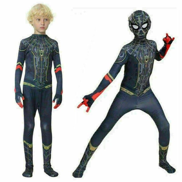 Svart och guld Spiderman Cosplay-dräkt Jumpsuit för barn pojkar Black and Gold Spiderman 11-12 år = EU146-152