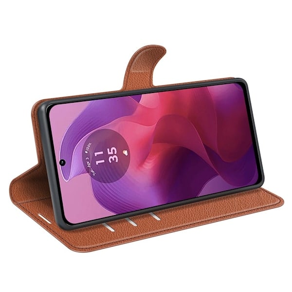 Motorola Moto G04 4G/G24 4G Etui Litchi Læder Brun