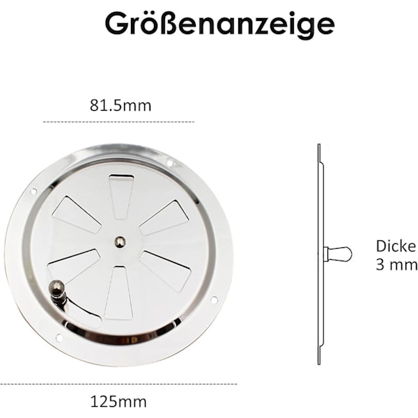 Ventilasjonsrosetter i rustfritt stål - 2 stk. - 125 mm
