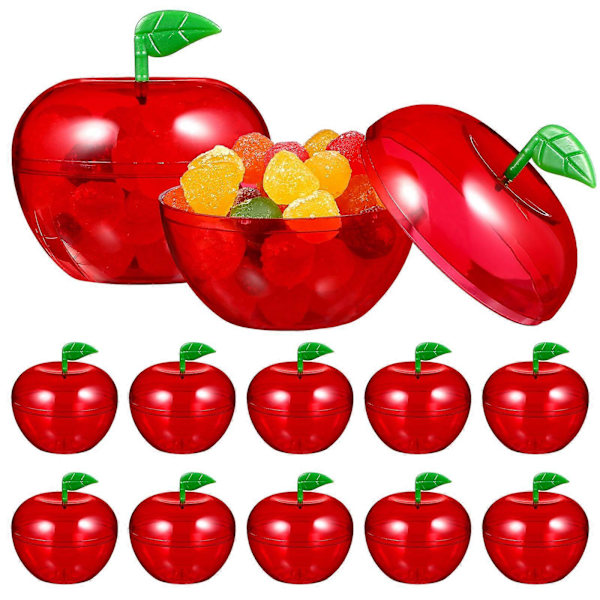 12 pcs Christmas Plastic Apple-shaped Chocolate Candy Box Storage Box (Red)