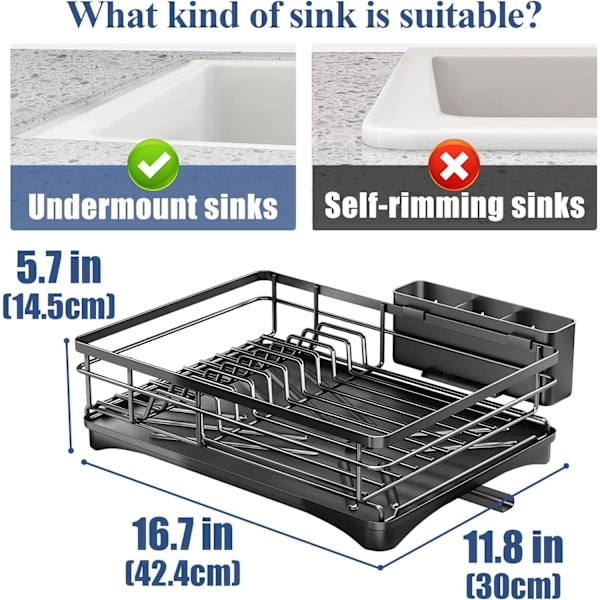 Diskställ för köksbänk, stort diskställ (med dräneringsspår)