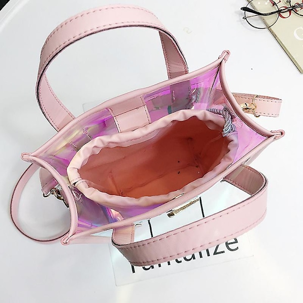 Kvinnor Transparent Axelväska Klar Laser Handväska, 1 st-rosa