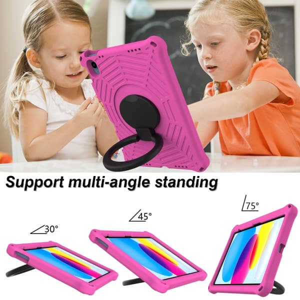 iPad 11 11th Gen / 10.9 10th Gen 2022/2025 Leather Case with Solid Color Stitching - Smart Tablet Cover Rosröd