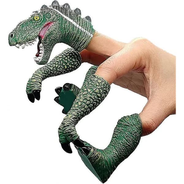 Dinosaurie Fingerdocka Dino T-rex Dockor Djur Raptor Fingerleksaker för Barn (Grön)
