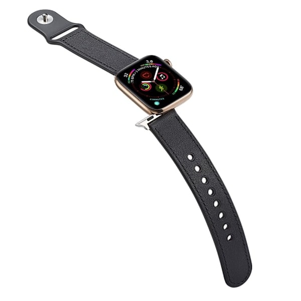 Äkta Läder Armband Apple Watch 42/44/45/49 mm Svart Black Svart
