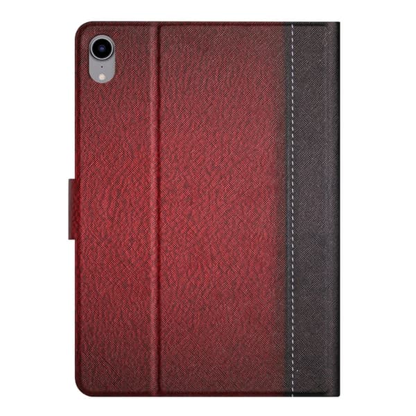 iPad 11 11th Gen / 10.9 10th Gen 2022/2025 Leather Case with Solid Color Stitching - Smart Tablet Cover Röd