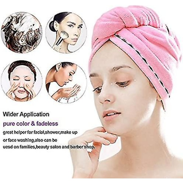 Mikrofiber Hårhandduk Wraps Superabsorberande Twist Bandana Torkhuva Med Knapp Duschring Fixering Salong Torkhuva Blå (3-pack Blå)