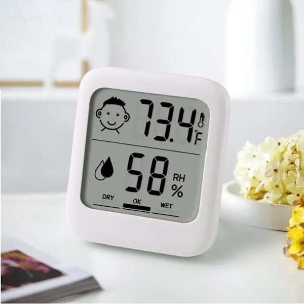 2 stk. Digitalt Termometer Hygrometer med Komfortansigtsdisplay, Multi - Montering (Stativ, Magnet, Hængende), Enkelt Design til Smitsomme white[co]