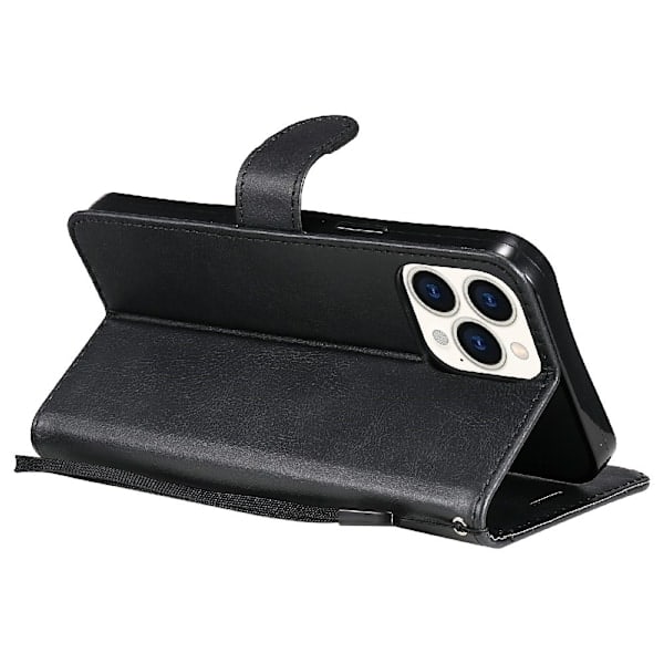 iPhone 13 Pro Max - Klassisk Solid Lærveske - Svart
