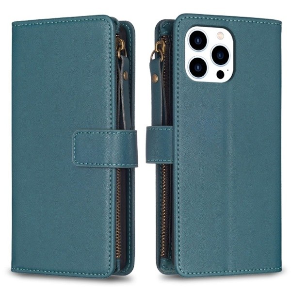 iPhone 15 Pro Etui 9-Kort Multifunktionel Grøn