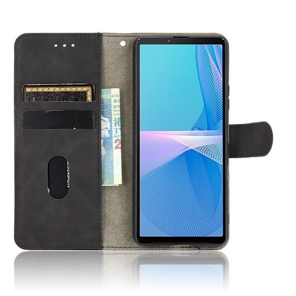 Sony Xperia 10 III - Skin Touch Nahkakotelo - Musta Musta