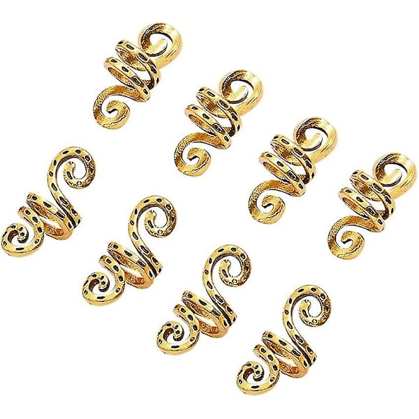 Spiralhårpärlor, metallhårklämmor, flätade hårringar, klämspännen, för DIY-hårdekoration (18 st, guld) -z