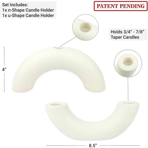 Ceramic Candlestick Set - Decorative Candle Holders - Modern Home Decor for Dining Table, Living Room Table white[co]