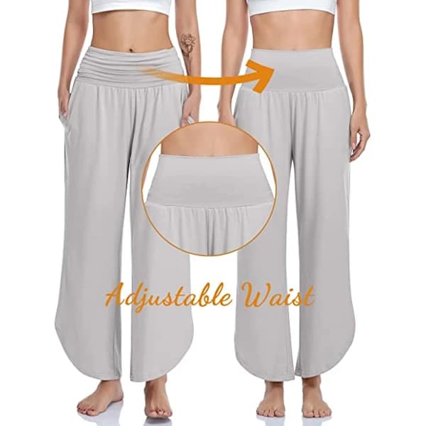 Dame brede yogabukser med vide ben, joggingbukser, hvide M[co]