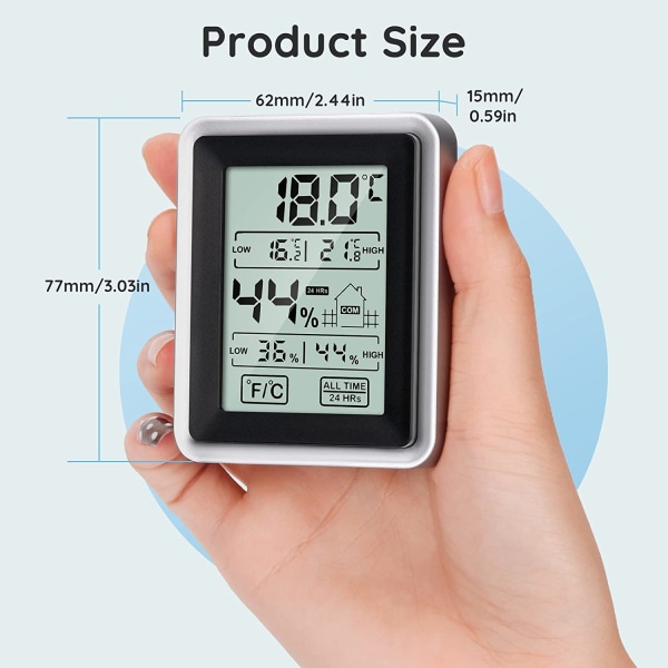 Registrera digital hög- och lågtemperaturhygrometer