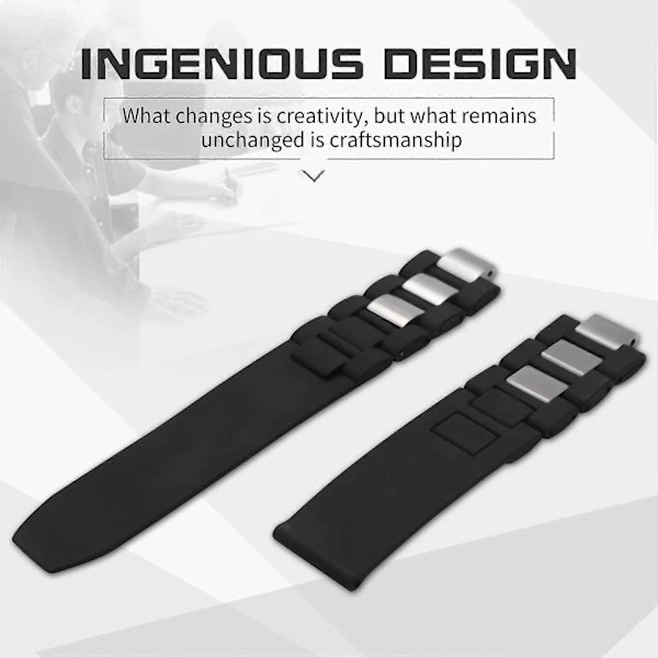 20 mm silikone armbåndsur til Chronoscaph Autoscaph 21, sort
