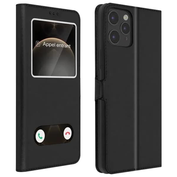 Hölster - Apple - iPhone 12 / 12 Pro - Fuld etui - Dobbelt vindue - Videostøtte Sort Svart