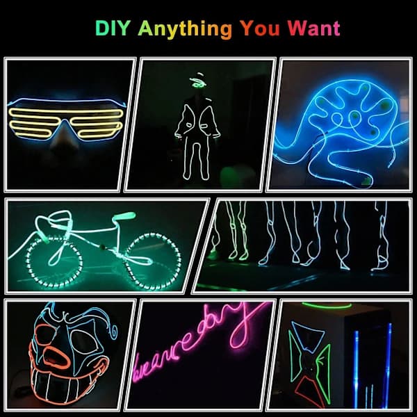 LED-stripe for bilinteriør 3m USB Neontråd Lys Glødende Stemningsbelysning Bildekorasjoner Interiør Isblå