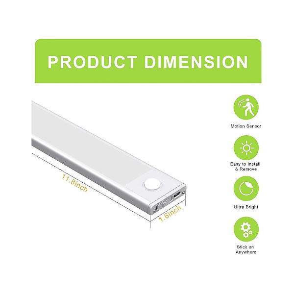 Led-liiketunnistimella varustettu kaapin valo, tiskialtaan alle sijoitettava kaapin valaistus, langaton USB-ladattava keittiön Ni
