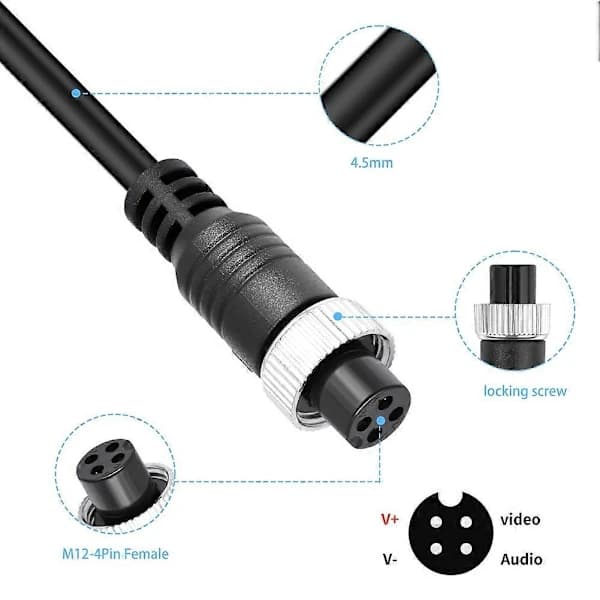 4-benet videokabel til bilkamera med baktriggerlinje, 10 m[CO]