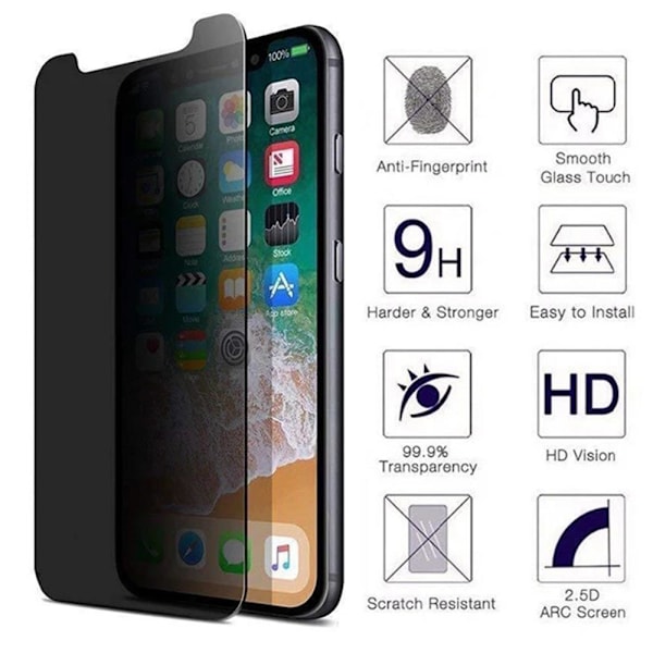 3-PACK Anti-Spy Screen Protector 0.3mm iPhone 12 Pro Max Svart