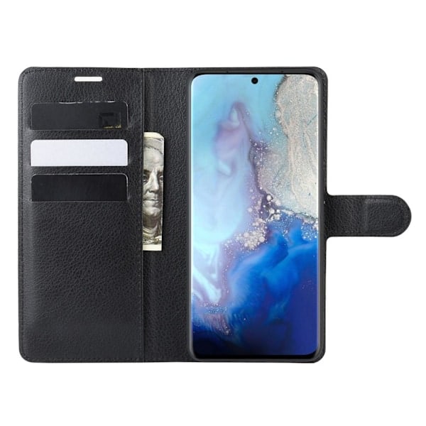 Samsung Galaxy S20 - Litchi Pung Etui - Sort Black Sort