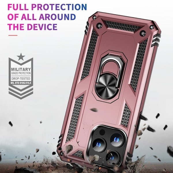 iPhone 15 Pro Max Kuori Iskunkestävä Armor Sormus Ruusukulta