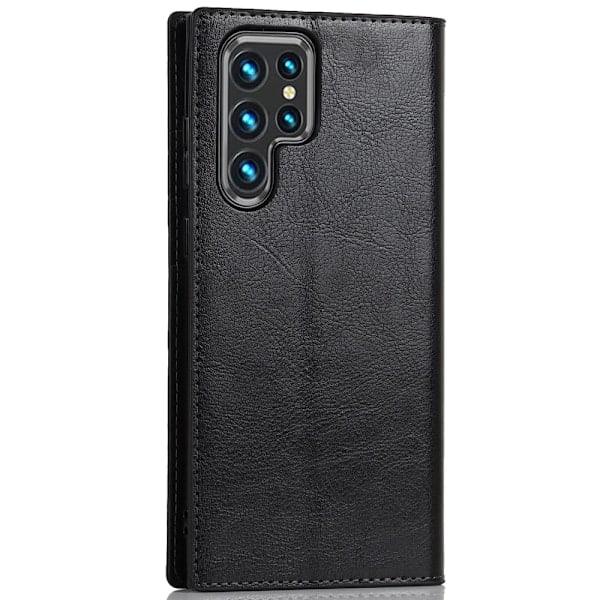 Samsung Galaxy S22 Ultra Flipfodral i äkta läder - Svart