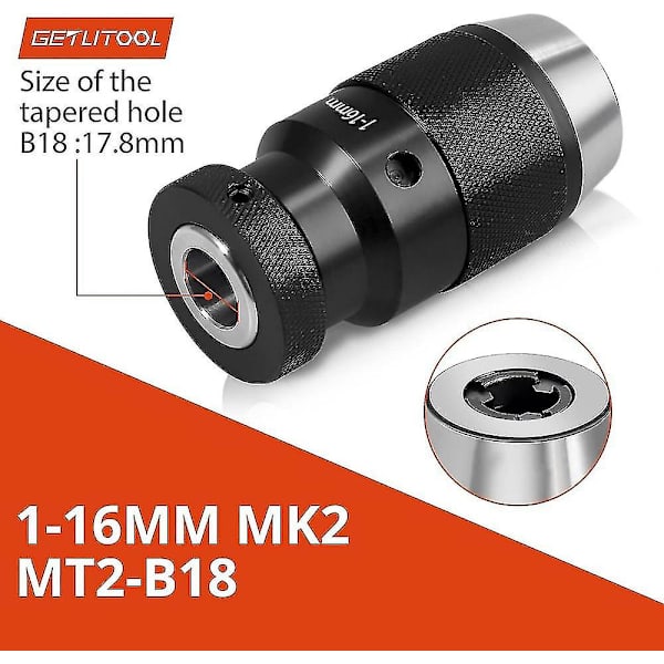 Ultra præcision selvspændende 1-16 mm nøglefri drejebænksborepatron Mt2 -b18 aksel Mk2 drejebænk