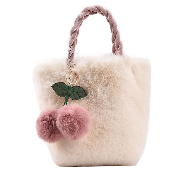 Fashion Women Soft Plush Shoulder Bags Winter Furry Ladies Clutch Purse Handbag Fashion Female Cherry Pendant Messenger Bag