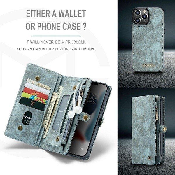 CASEME iPhone 13 Pro Max Deksel/Etui Magnet 2i1 Multifunksjonell Blå