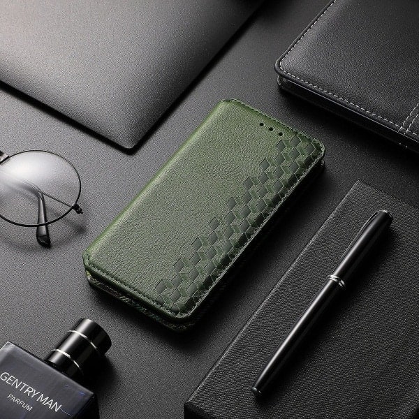 Kotelo Samsung Galaxy A12 Flip Cover Lompakko Käännettävä Lompakko Magneettinen Suojaava Puhelintasku Kotelo - Vihreä null none