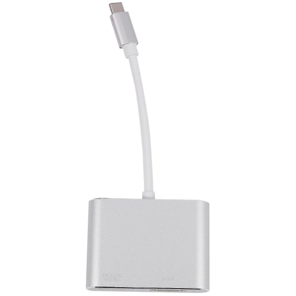 Usb C til Hdmi 4k Vga Adapter Usb 3.1 Type C Videokonvertere (sølv)
