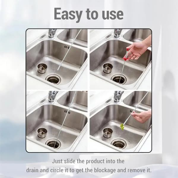 Pipe Dredging Tool Sink Cleaner Drain Kitchen Sewer Snake Spring Pipe Dredging Tool Unblocker Drain Clog Tube Hair Cleaning Hook