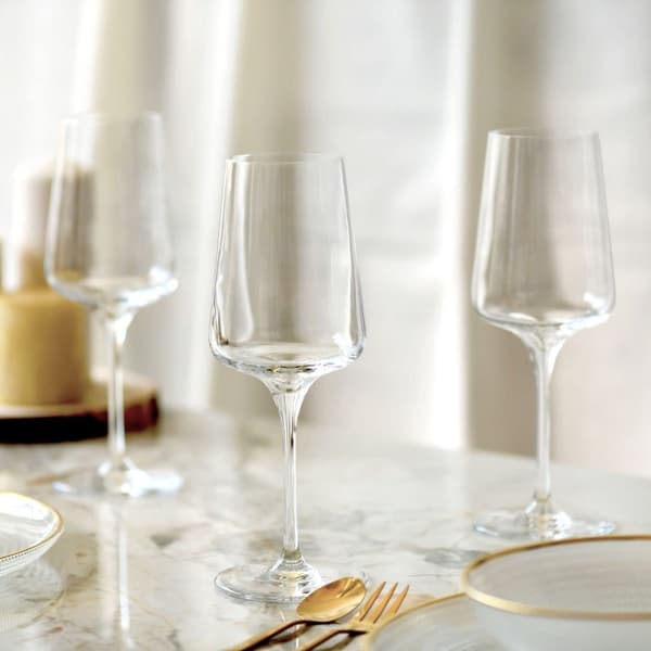 KROSNO Vitvinsglas Set om 6, 400 ml Blyfritt Kristallglas, Diskmaskinssäkra för Hem, Restaurang, Fest