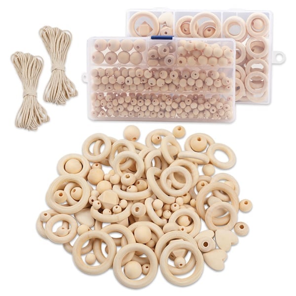 372 st Naturliga Träpärlor Macramé-kit Inklusive Platt Pärla Macramé-kit Nybörjare Vuxna