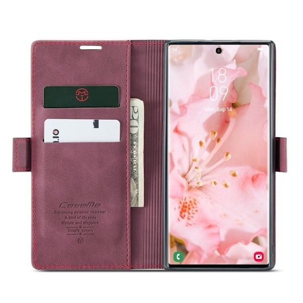 CASEME Samsung Galaxy S23 Ultra Etui Flip Læder Vinrød
