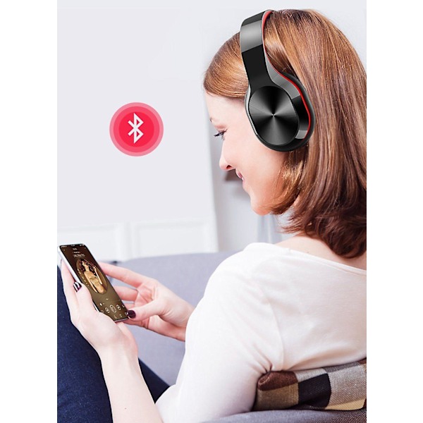 Trådlösa hörlurar med inbyggd mikrofon för samtal, hopfällbara, laddningsbara, aktiv brusreducering, Hi-fi-stereoljud, trådbundna hörlurar för telefon, PC, dator, bärbar dator