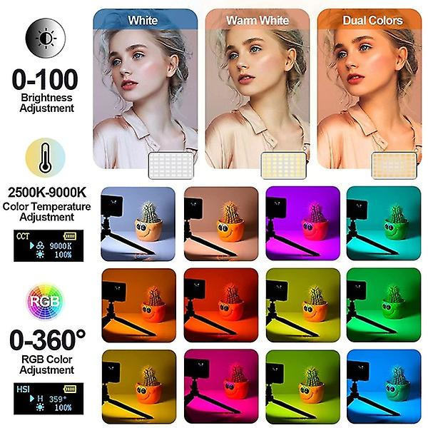 RGB LED-videovalo Valokuvaus Täyttökamera Valopaneeli LCD-näyttö Kylmäkenkä