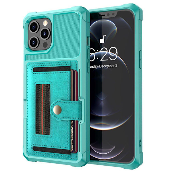 iPhone 12 Pro Max - Practical Stylish Case with Card Holder Grön