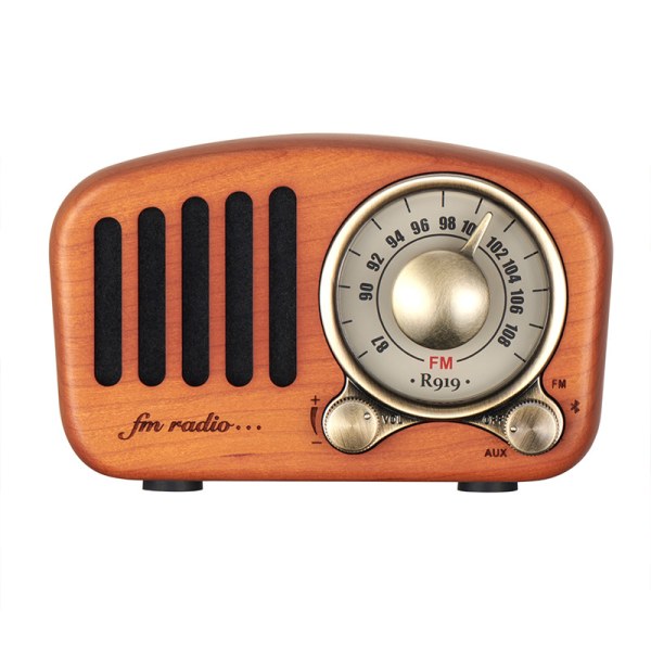 Bärbara radioapparater Små, trä FM-radio Retro Bluetooth högtalare, Transistor Radio Uppladdningsbar