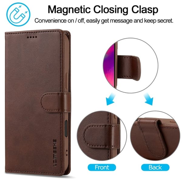 LC.IMEEKE Wallet Case iPhone 16 - Dark Brown